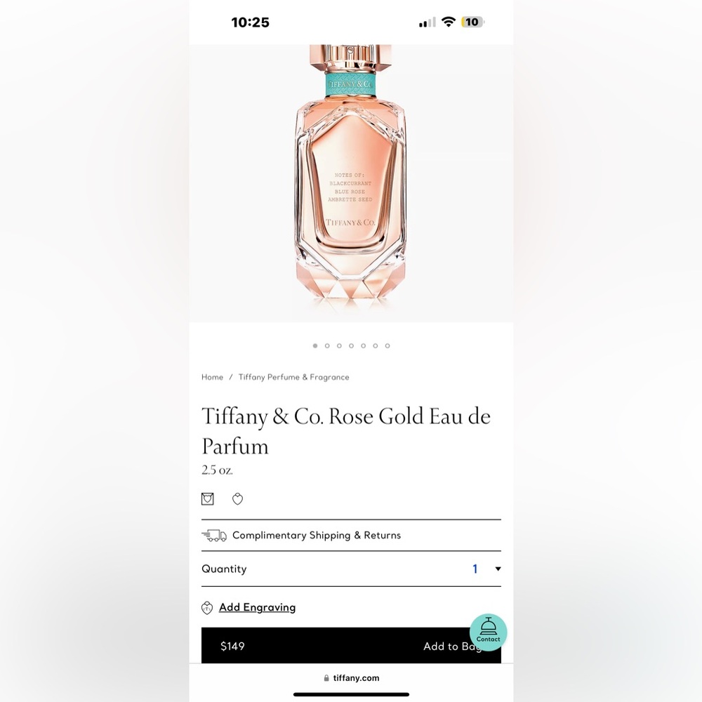 Tiffany Rose Gold eau de parfum 2.5oz (slightly used)
